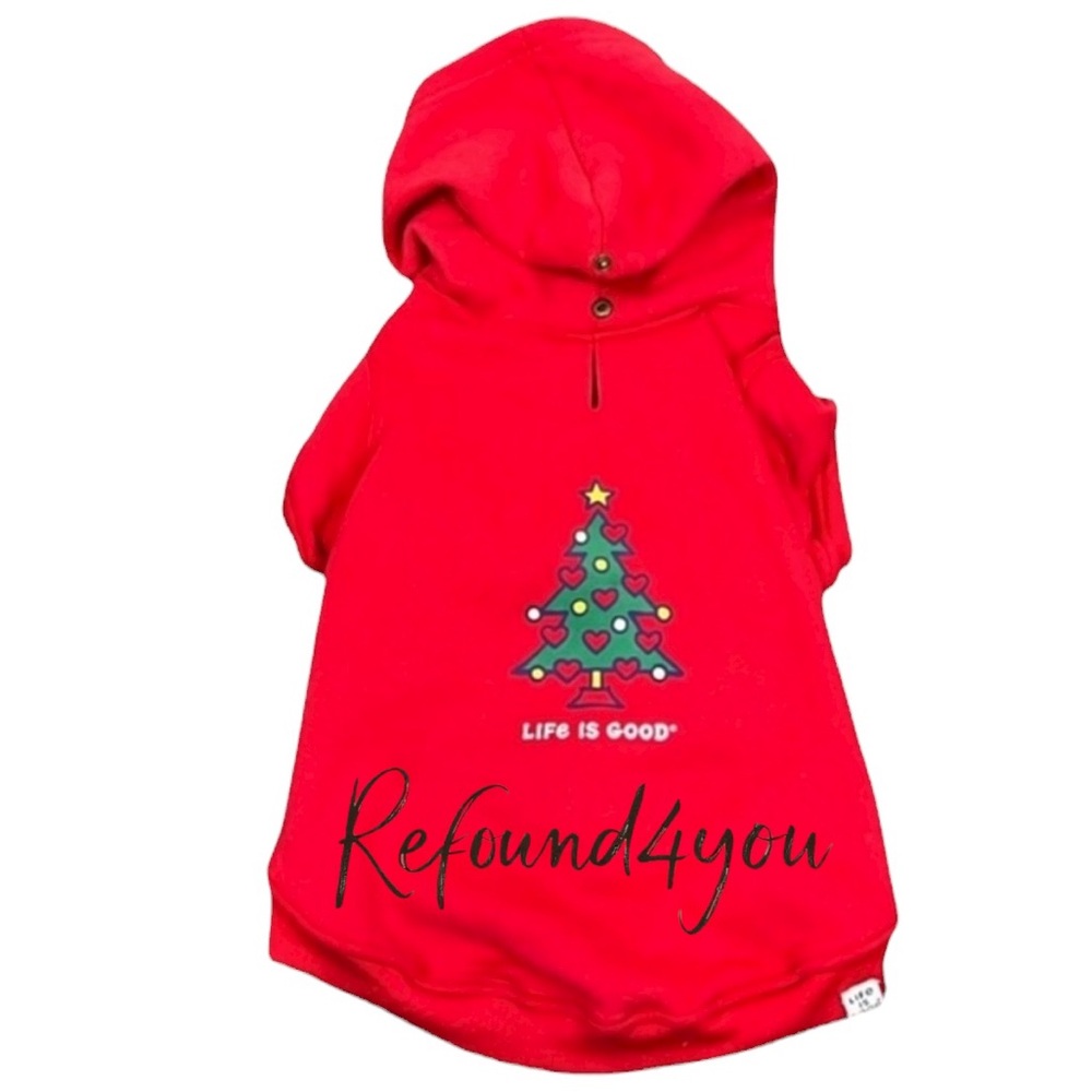 Life is good - ‘Christmas Hoodie - red’ dog hoodie. SZ: Large. NWT